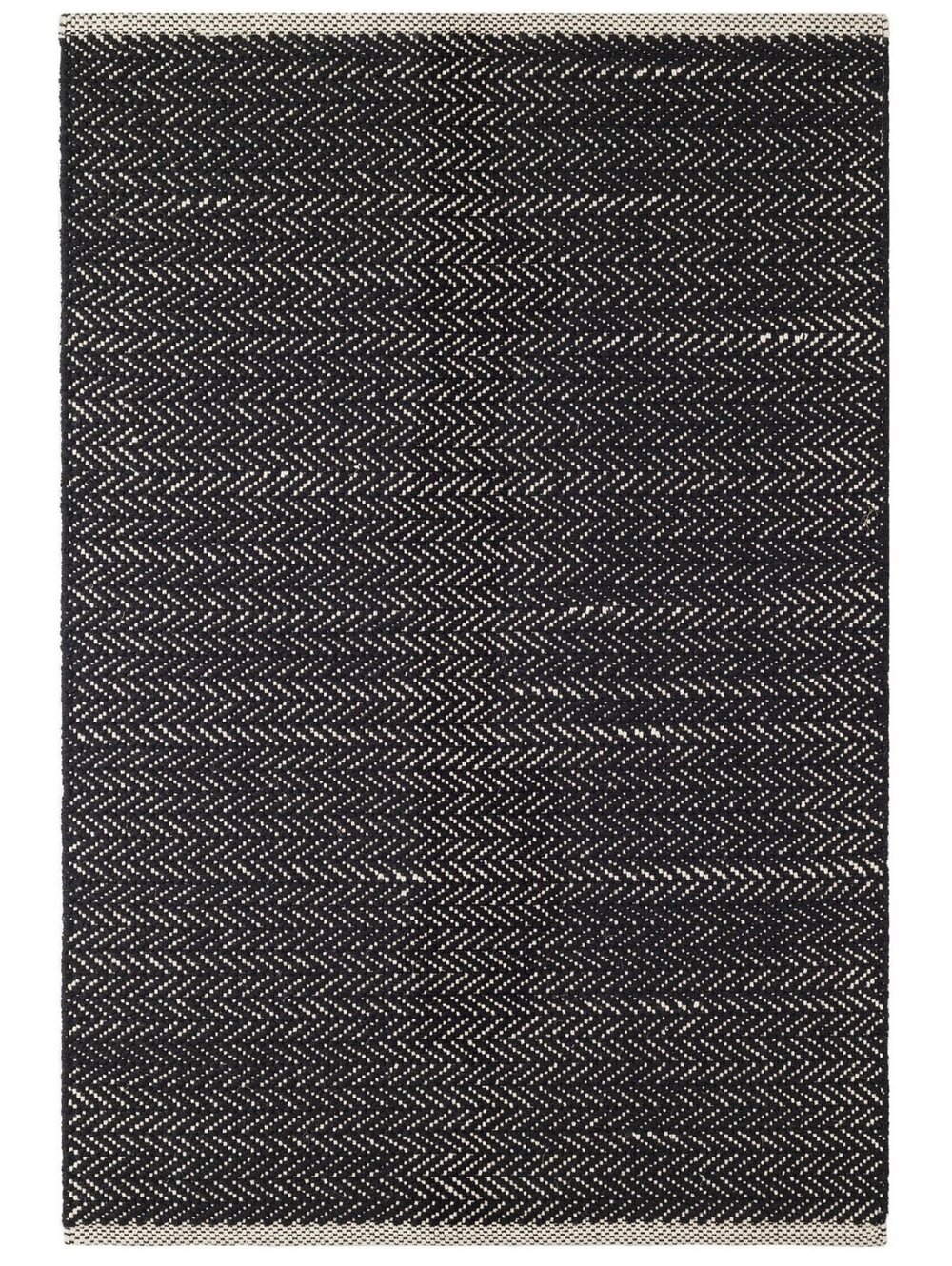 Annie Selke Herringbone Handwoven Cotton Rug | Black Rug Size 2'6"x12'